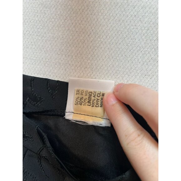 Perliza Women's A Line Formal Skirt 12 Lightweight Flat Front Black Floral Print - Picture 4 of 13